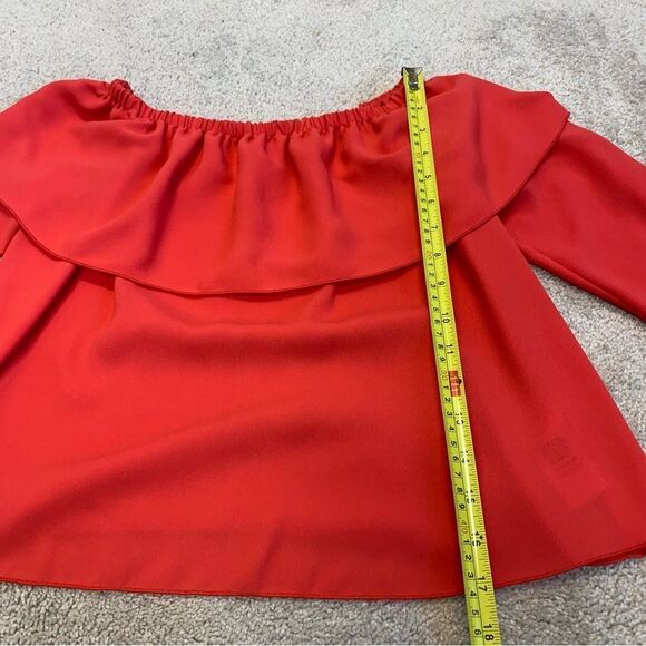𝅺ARITZIA wilfred promener red off the shoulder ruffle frill blouse Sz XXS - Picture 9 of 10